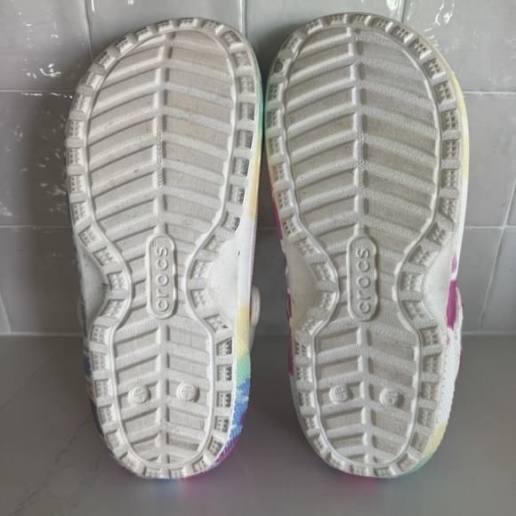 Crocs Classic Clogs Tie-Dye Blue Fur Lining Women 9/Men 7‎ Colorful - Picture 7 of 8